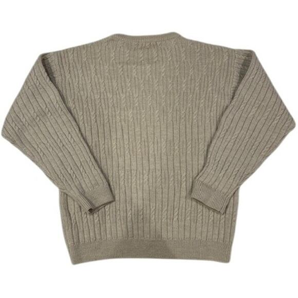 JOSEPH & LYMAN Oatmeal Cableknit 100% Fine Merino Wool Sweater Women's LARGE - Picture 9 of 9